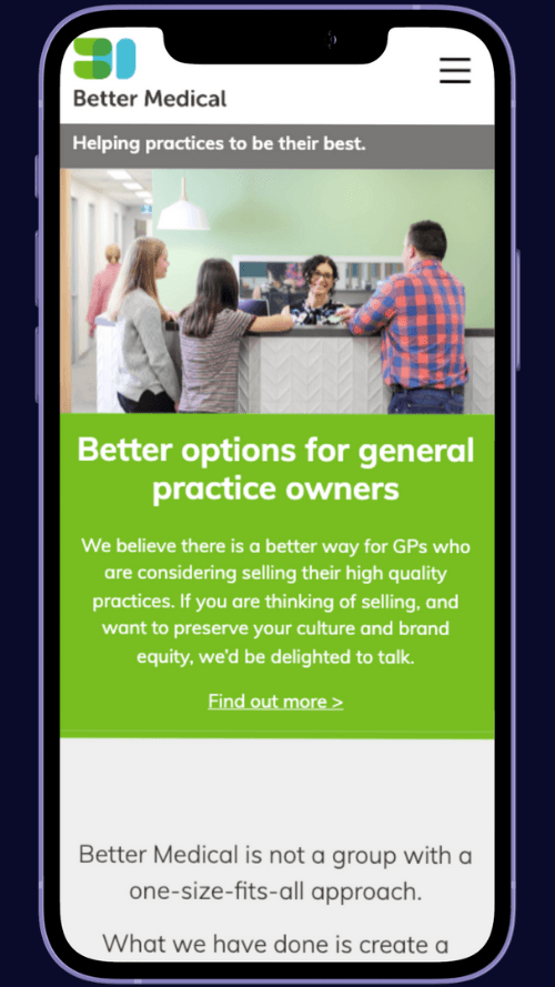 Better Medical website mobile view