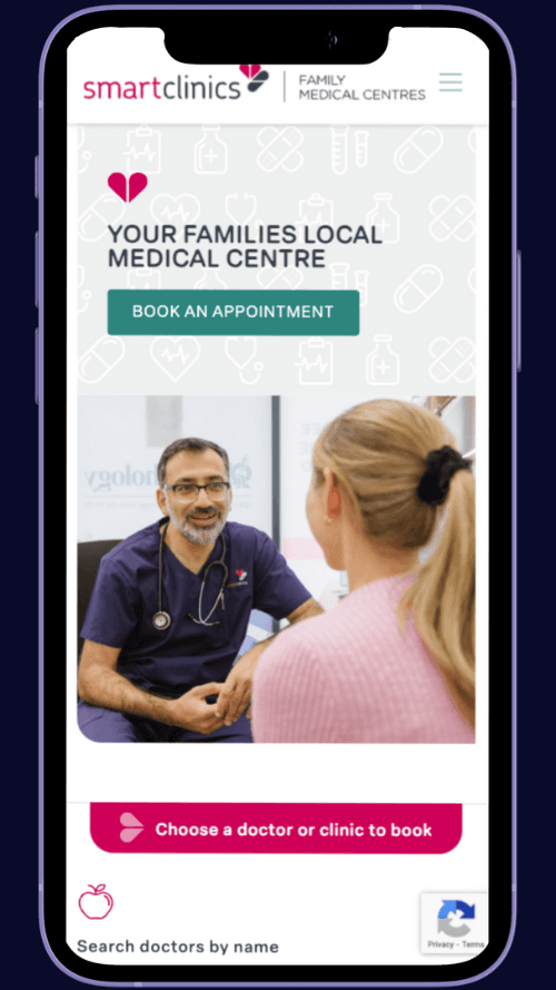 Smart Clinics website mobile view