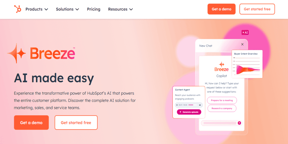 Overview of Breeze AI on HubSpot page