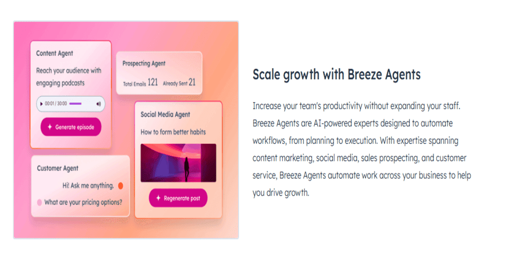 Breeze Agents overview on HubSpot website