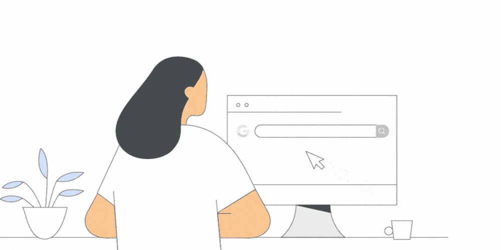 Google animation of woman on computer