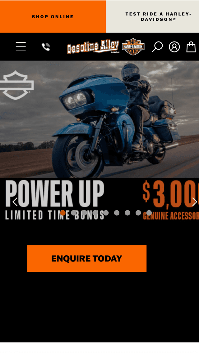 Gasoline Alley Harley-Davidson ecommerce website