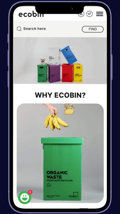 Ecobin website mobile