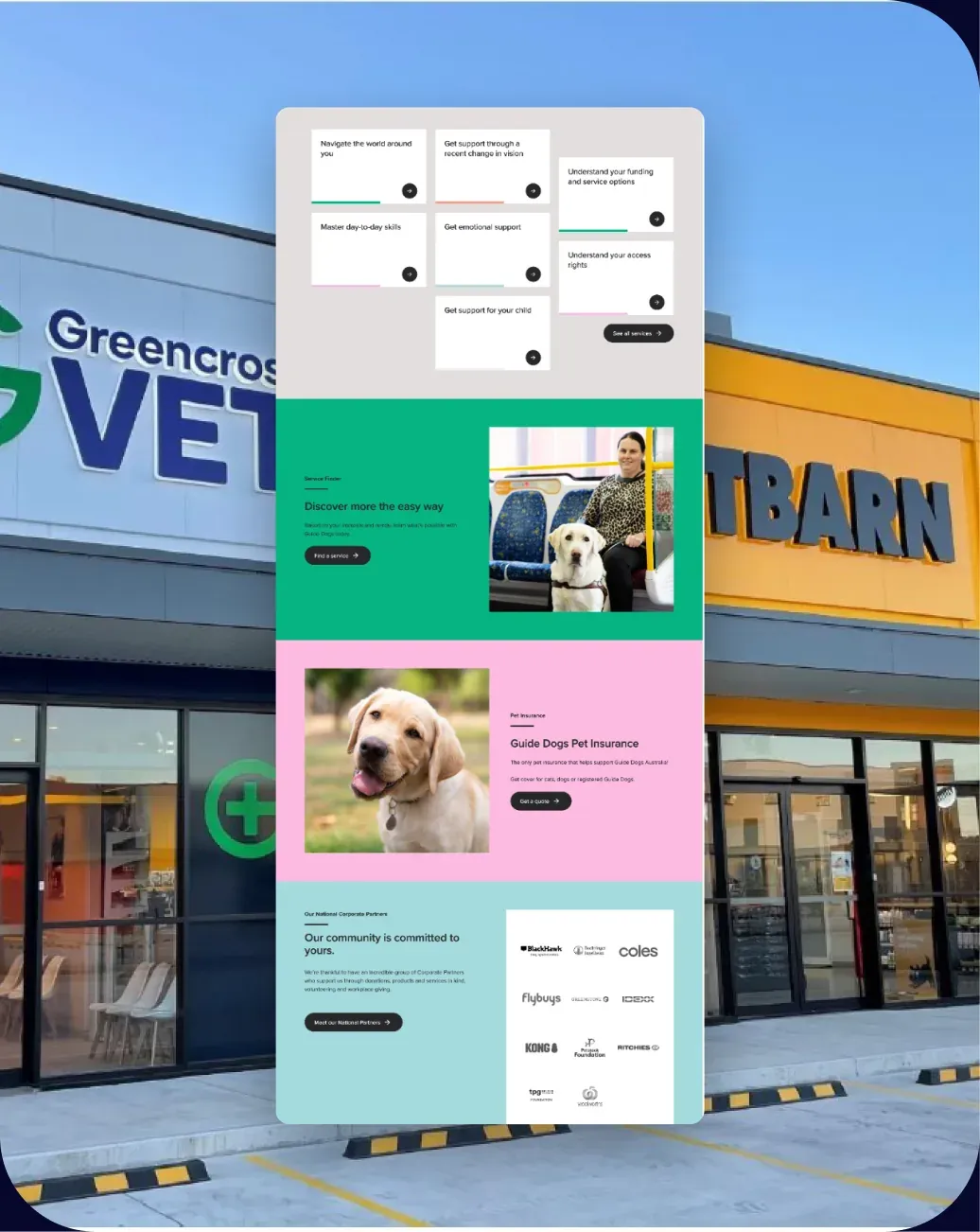 Guide Dogs website, full page on a phone