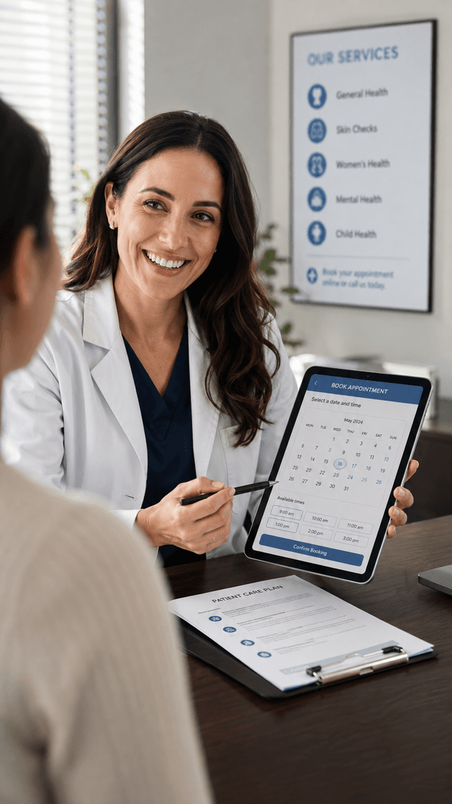 A doctor showing