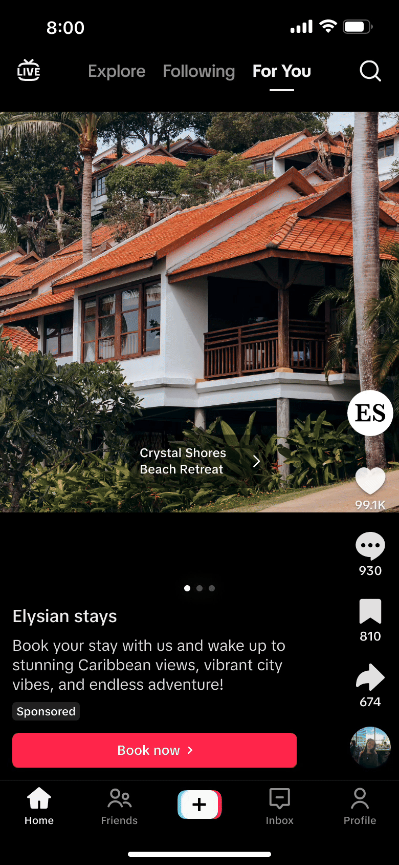 An example of a travel ad in TikTok