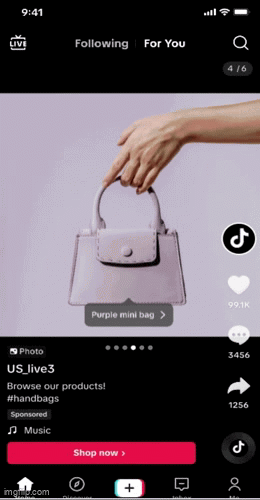 An example of an ecommerce ad on TikTok