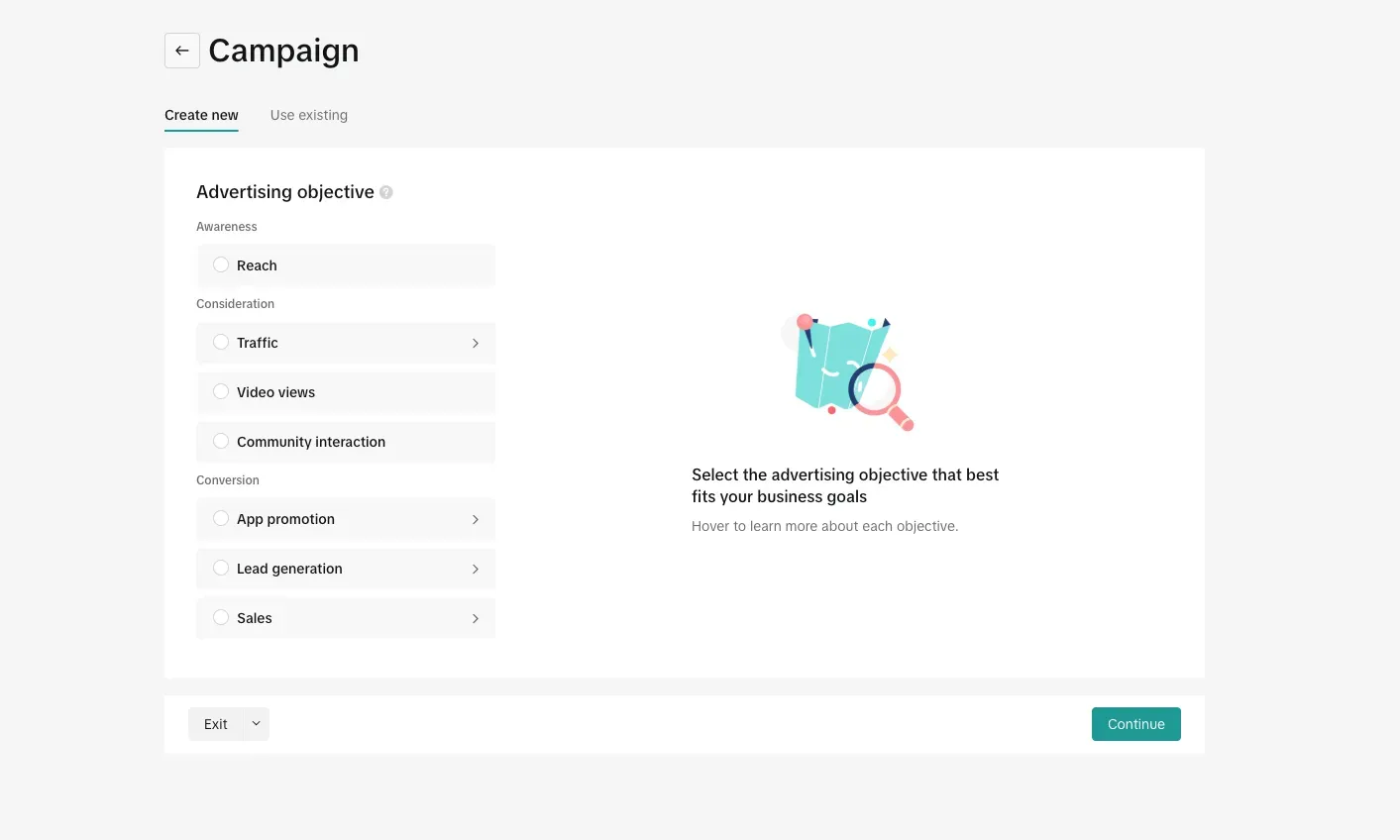 TikTok ads manager platform view
