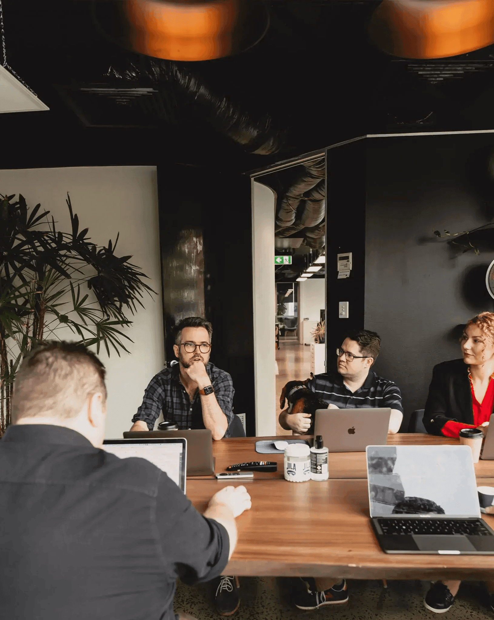 Digital marketing team working in a modern office.
