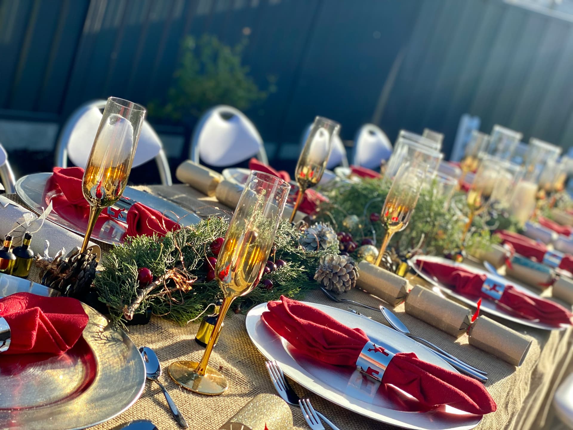 table setting dressed for Christmas event