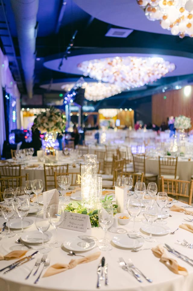 Chairs and tables in an event function space